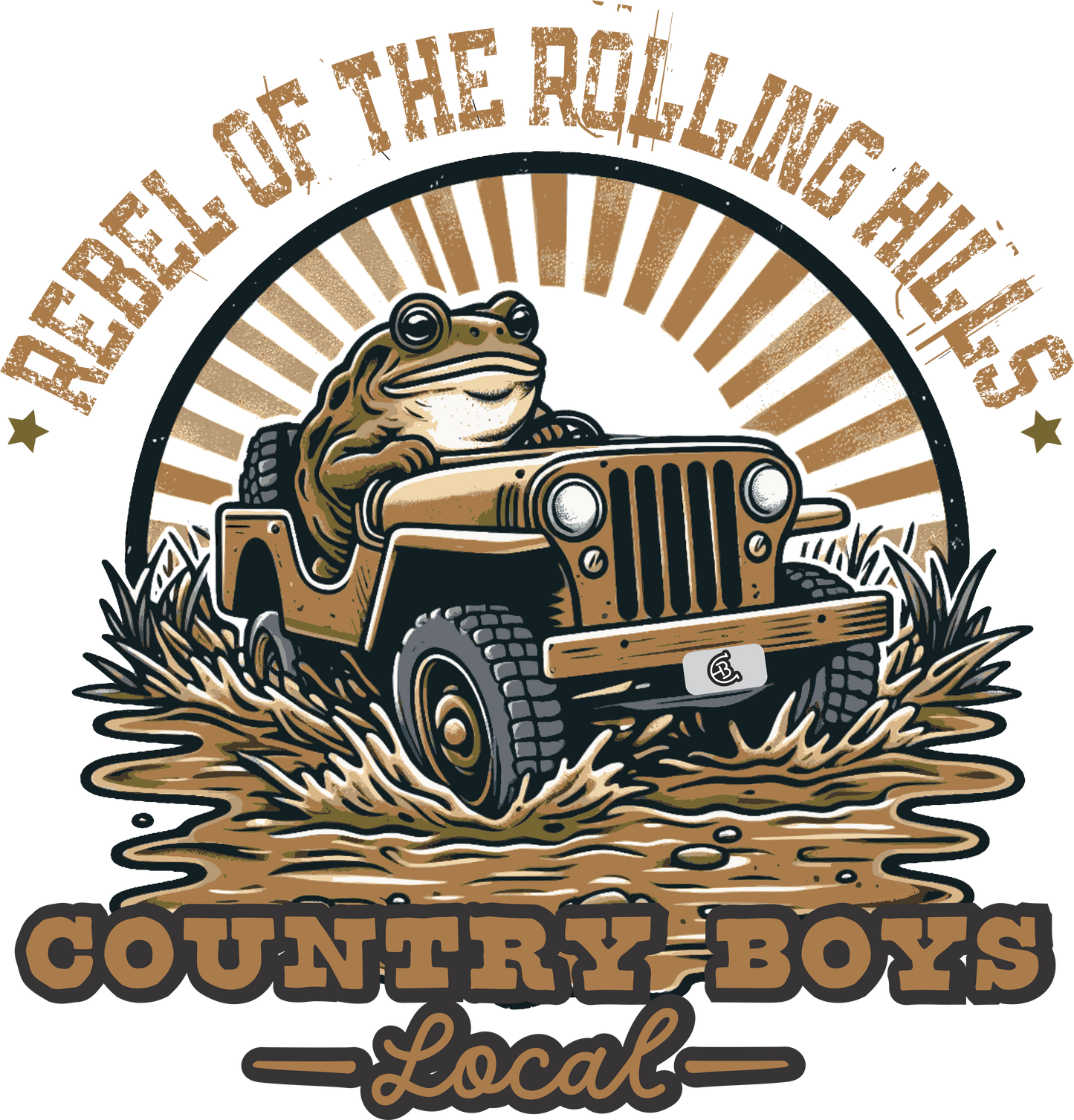 "Rebel of the Rolling Hills country boy t-shirt back design - mud run off-road graphic tee by Country Boys Local"